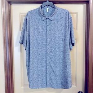 4XT! Stylus! Lightweight!  Short Sleeve Button Up!  Gray with Splattered Black